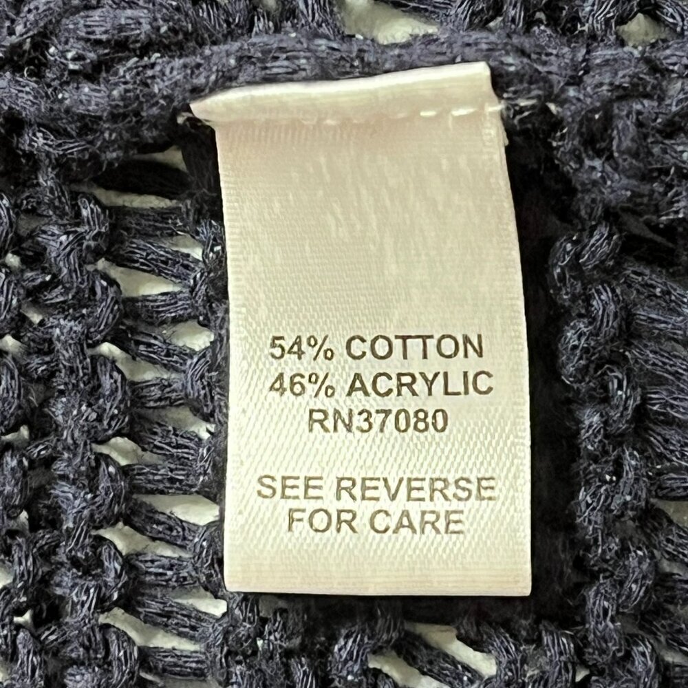 Cato Open Crochet Cardigan Duster sz M Sleeveless Navy Boho Hippie Festival - Picture 5 of 6